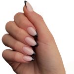 Monquice Almond Black French Tip Nails - 2