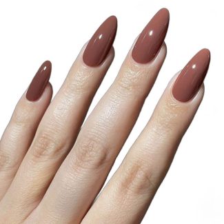 Monquice Almond Solid Red Brown Press On Nails