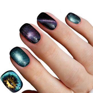 Monquice Black Cat Eye False Press On Nails