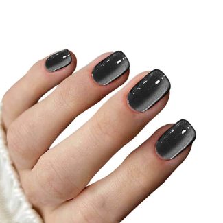 Monquice Black Cat Eye Short Squoval False Press On Nails - 1