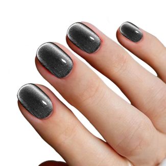 Monquice Black Cat Eye Short Squoval False Press On Nails