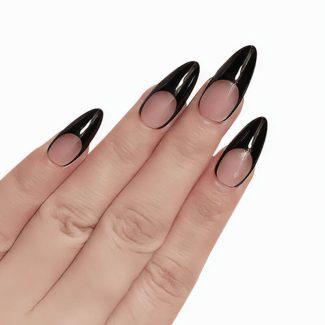 Monquice Black Press On French Tip Nails - 1