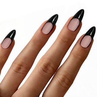 Monquice Black Press On French Tip Nails