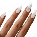 Monquice Creamy White French Press On Nails With Charms