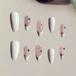 Monquice French Tip Press On Nails with Rhinestones - 3