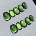 Monquice Green Cat Eye Glossy Press On Nails - 3