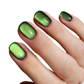 Monquice Green Cat Eye Glossy Press On Nails