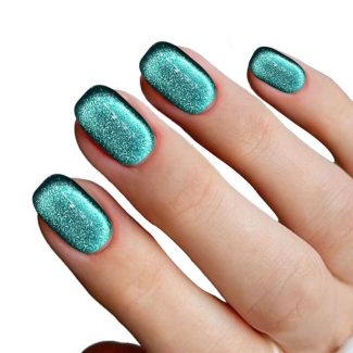 Monquice Lake Blue Cat Eye Short False Press On Nails