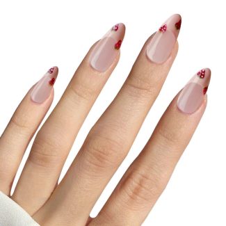 Monquice Pink French Tip Press On Nails with Strawberry - 1