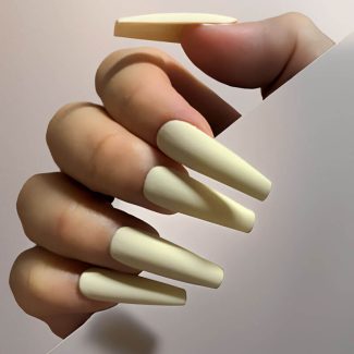 Monquice Solid Light Yellow Press On Nails - 1