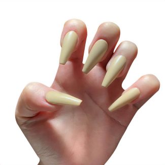 Monquice Solid Light Yellow Press On Nails