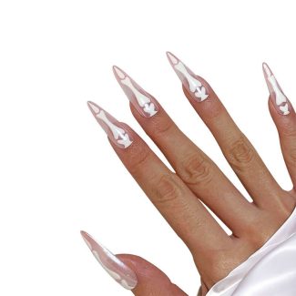 Monquice Halloween White Skeleton Press On Nails