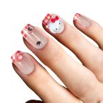 Monquice Cute Cat Checkered French Tip Short Press On Nails