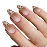 Monquice Leopard Cat Eye French Tip Almond Long Press On Nails