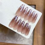 Monquice Leopard Cat Eye French Tip Almond Long Press On Nails