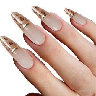 Monquice Elegant Bow Leopard French Tip Short Almond Press On Nails