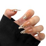 Monquice Long Almond Leopard French Tip Nails - 1