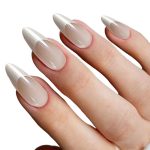 Monquice Pearl White French Tip Almond Long Press-On Nails