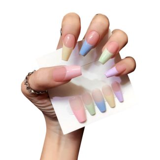 Monquice Rainbow French Tip Press On Nails