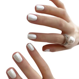 Monquice Short Square White Chrome Press On Nails - 1