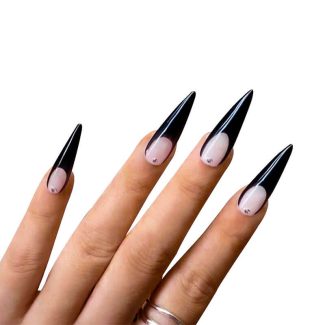 Monquice Stiletto Black French Press On Nails