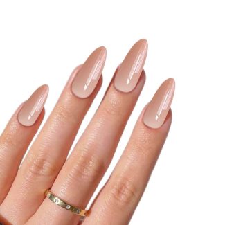 Monquice Almond Nude Glossy Press On Nails - 1