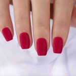 Monquice Red Velvet Furry Short Solid Color Press On Nails - 1